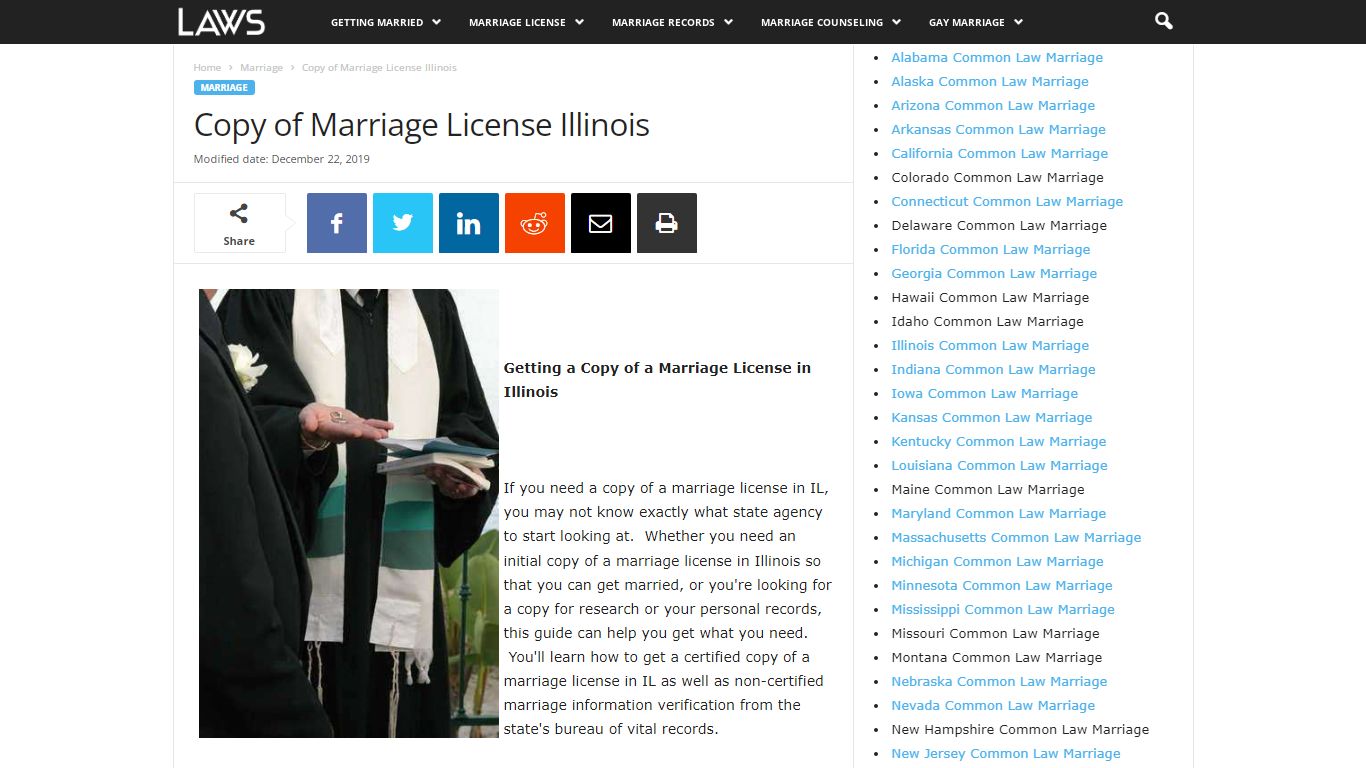 Copy of Marriage License Illinois - Marriage - LAWS.com